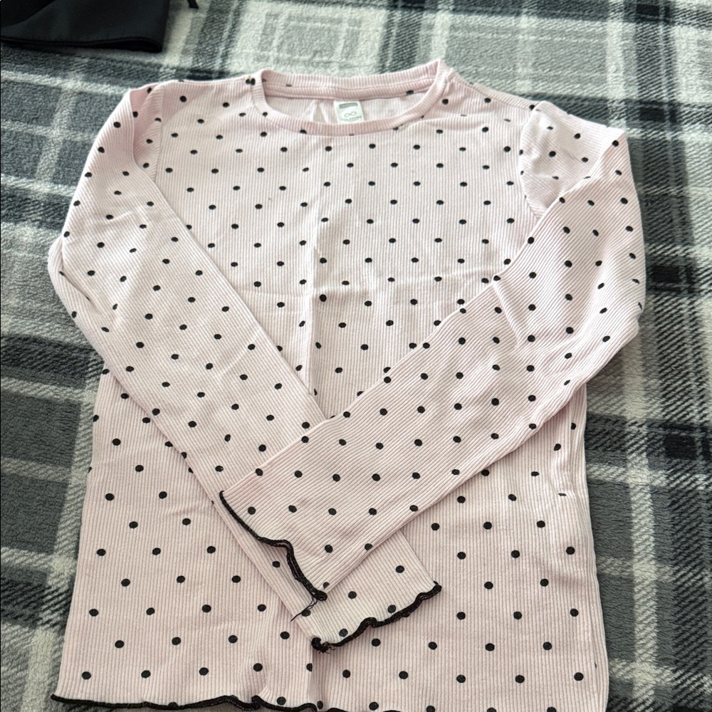 Delta Light Pink Long Sleeve Tee with Black Dots